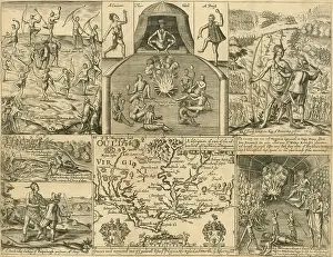 Pocahontas: John Smiths adventures in Virginia are depicted