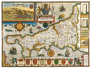 1611: John Speed, Cornwall Map, 1611