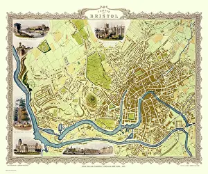 Tallis: John Tallis map of Bristol, England