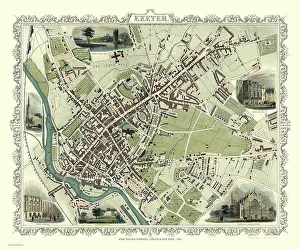 Tallis: John Tallis map of Exeter, England