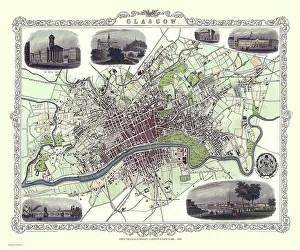 Tallis: John Tallis map of Glasgow, Scotland