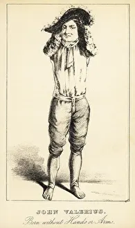 Handbill: John Valerius, born without hands or arms, 18th century