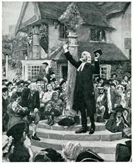 Methodism: John Wesley, Methodist preacher, in action