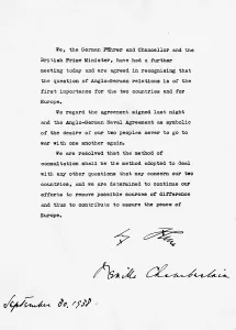 Adopted: Joint statement by Hitler and Chamberlain after the Muni