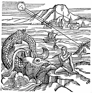 Basel: Jonah being spewed up by the whale. In middle