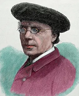 Jonas: Jonas Lie (1833-1908). Norwegian novelist. Engraving. Colore