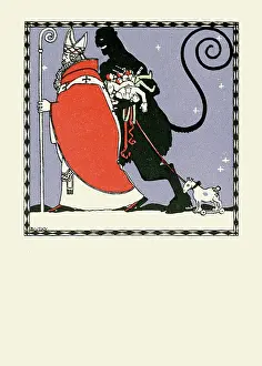 Diveky: Josef Diveky. St. Nikolaus and Krampus