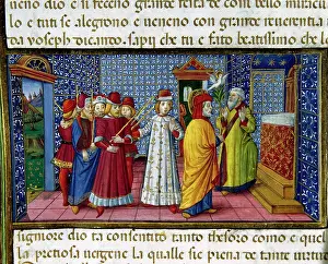 Predis: Joseph is elected Mary's husband. Codex of Predis (1476). It