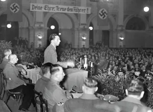 Demand: Joseph Goebbels speaking in Friedrichshain, 1936