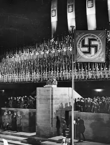 Galeazzo: Joseph Goebbels during a speech on the Maifeld, 1937