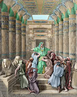 Patriarch: Joseph recognized by his brothers. Engraving. Colored