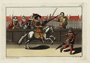 Tilt: Jousting at a quintain or pavo