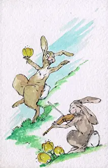 Nov15: Two jovial Easter bunnies, one looking rather mad!