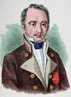 Guerrilla: Juan Claros. 18th century. Engraving. Colored