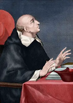 Habit: Juan de Torquemada (1388-1468). Engraving. Colored