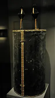 Synagogue: Judaism. Velvet-covered Torah scroll case and finials. Georg