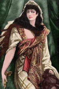 Assassinated: Judith with the head of Holofernes. Engraving. Colored