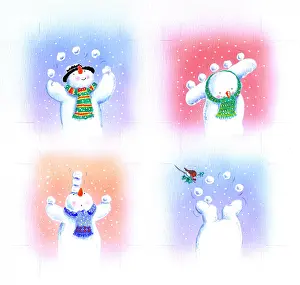 Snowmen: Four Juggling Snowmen gift tags