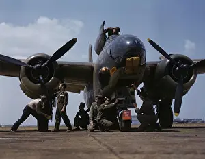 Langley: July 1942 - Servicing an A-20 bomber, Langley