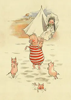 Pigs: Jumbles by Lewis Baumer - Pigs on the Beach