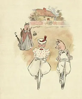 Pigs: Jumbles by Lewis Baumer - Pigs Cycling