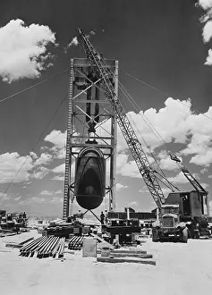 Firsts: Jumbo the atomic device being positioned for Trinity