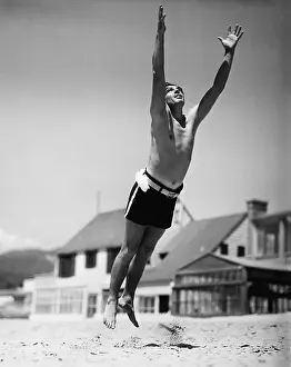 Midair: Jumping man in midair