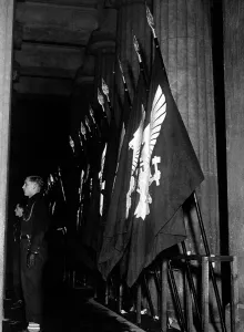 Consecrated: Jungbann flags before a memorial, 1935