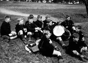 Beats: Jungvolk boys rest during a hike, 1934