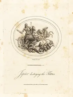 Titans: Jupiter in a chariot crushing the Titans