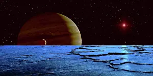 Satellites: Jupiter and its moon Lo as seen from the frozen surface of ?