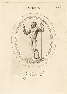 Jove: Jupiter, Roman god of the sky and thunder, with thunderbolt
