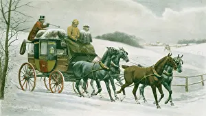 Algernon: Just in Time'' coach and horses in snow
