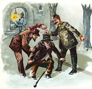 Offence: justice, crime, robbery, two criminals attack