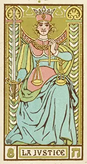 Wirth: Justice as depicted on a Tarot card