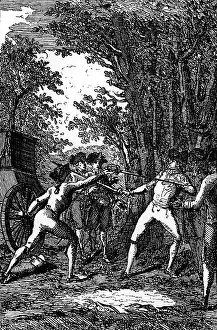 Fenced: justice, duel, combat between de Lameth and Duke