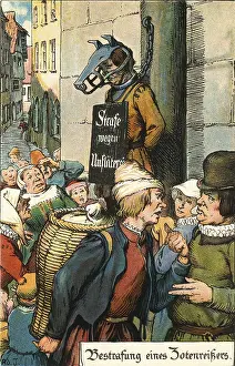 Forfeit: justice, penitentiary system, pillory, on market-place