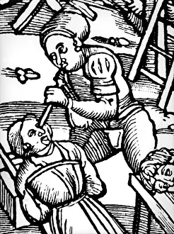 Schafer: justice, torture, blinding, woodcut, detail