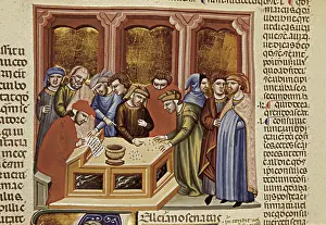 Justinian: Justinian Code. ca. 1350. Money changer and trade