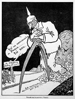 Compasses: The Kaiser measuring with compass progress of German army