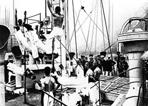 Gymnasts: Kaiser Wilhelm II inspecting the training ship