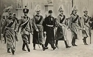 Kaiser Wilhelm II with his six sons, parading