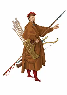 Ces Aeo Nazarbayev Intellectual Schools: Kalmyk archer with bow, arrows and spear