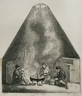 Ethnicities: The Kalmyks. Mongol subgroup in Russia. Inside yurt