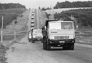 Trucks: KamAZ trucks on road, 1982