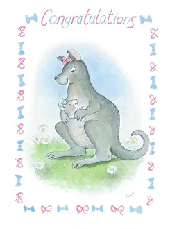 Pouch: Kangaroo with a joey in her pouch