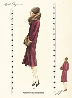 Modeles Originaux: Kasha coat with fur collar and cuffs