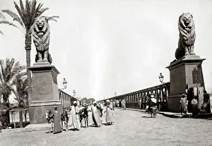 Kasr: Kasr-el-Nil Bridge Cairo, Egypt, circa 1890