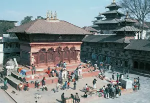 Nepal: Kathmandu, Nepal. A view of a crowded