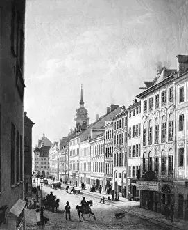 Peterskirche: Kaufingerstrasse in Munich around 1820